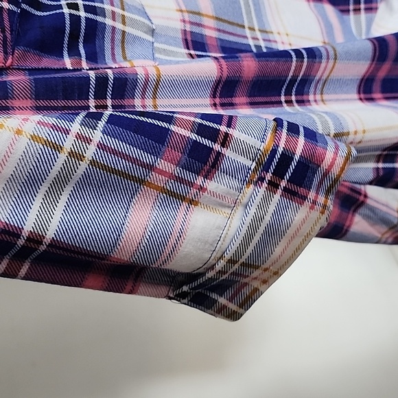 NWT, Plus-size Paper + Tee Button Down Shirt,  Blue/Pink Multi Plaid, Size 3X - Picture 9 of 15